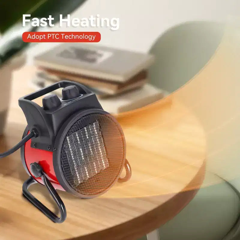 Chauffage d'appoint portable BEYOND HEAT, radiateur électrique 1500 W avec élément chauffant en céramique, petit radiateur pour bureau, garage et usage intérieur, rouge