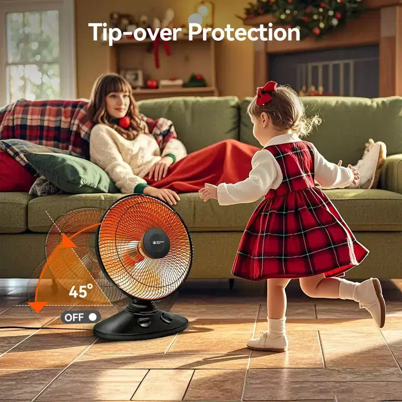 Radiateur parabolique radiant oscillant BEYOND HEAT, chauffage d'appoint 1000 W avec inclinaison réglable et protection contre la surchauffe, chauffages radiants pour usage intérieur