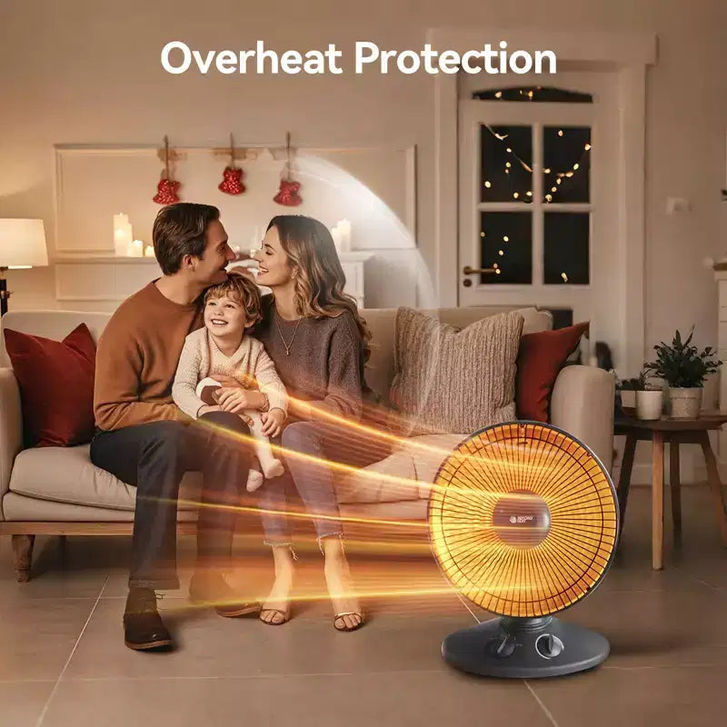 Radiateur parabolique radiant oscillant BEYOND HEAT, chauffage d'appoint 1000 W avec inclinaison réglable et protection contre la surchauffe, chauffages radiants pour usage intérieur