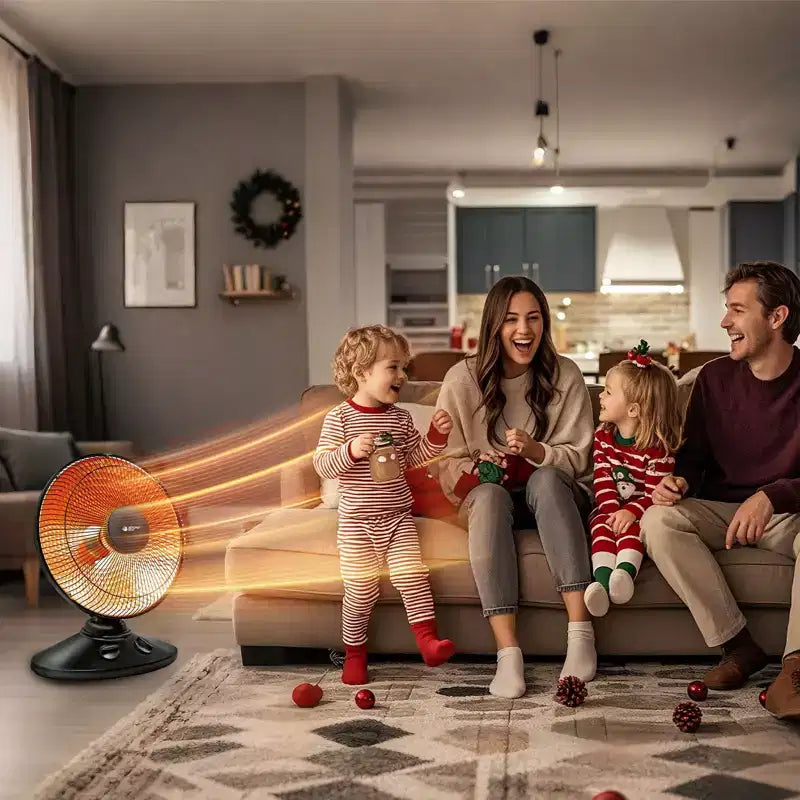 Radiateur parabolique radiant oscillant BEYOND HEAT, chauffage d'appoint 1000 W avec inclinaison réglable et protection contre la surchauffe, chauffages radiants pour usage intérieur