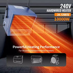 Chauffage de garage électrique TEMPWARE 10000W avec télécommande, chauffage d'atelier 240V Wi-Fi à montage au plafond avec thermostat numérique idéal pour atelier