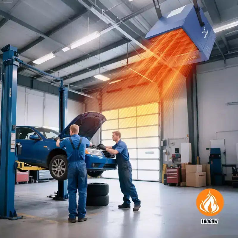 Chauffage de garage électrique TEMPWARE 10000W avec télécommande, chauffage d'atelier 240V Wi-Fi à montage au plafond avec thermostat numérique idéal pour atelier
