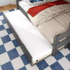 Lit superposé double sur double de style ferme moderne avec escalier et lit gigogne