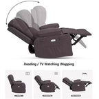 Fauteuil inclinable pivotant rembourré surdimensionné avec fonction de chauffage et de massage, confortable canapé simple inclinable pivotant en similicuir pour adultes