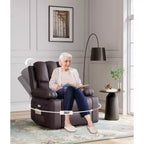 Fauteuil inclinable pivotant rembourré surdimensionné avec fonction de chauffage et de massage, confortable canapé simple inclinable pivotant en similicuir pour adultes