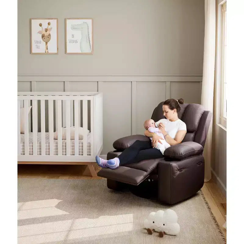 Fauteuil inclinable pivotant rembourré surdimensionné avec fonction de chauffage et de massage, confortable canapé simple inclinable pivotant en similicuir pour adultes