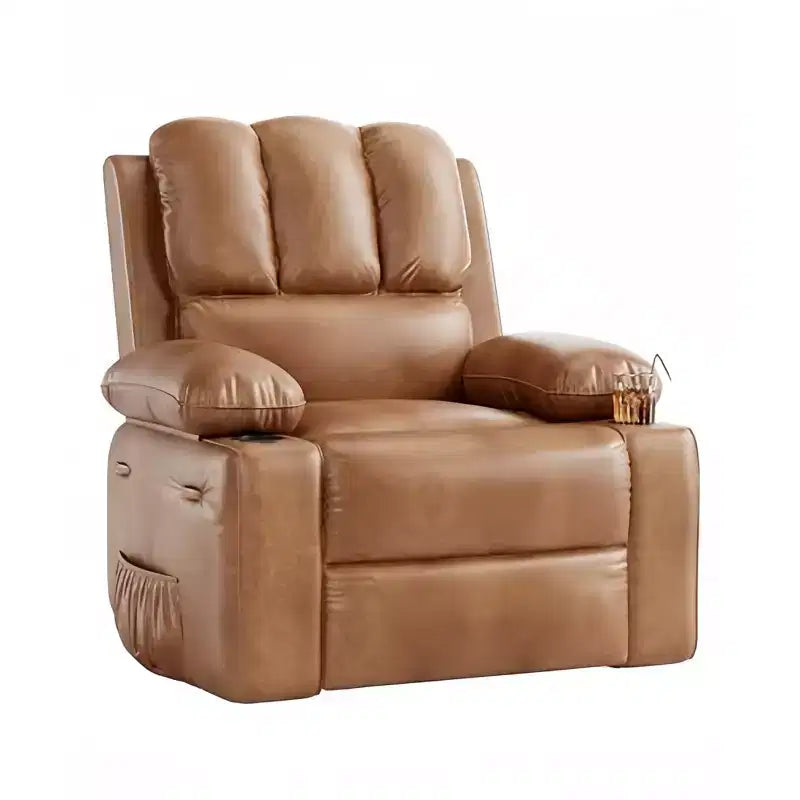 Fauteuil inclinable pivotant rembourré surdimensionné avec fonction de chauffage et de massage, confortable canapé simple inclinable pivotant en similicuir pour adultes