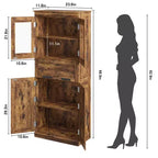 Armoire de salle de bain haute de 67 po, meuble de rangement de salle de bain à deux portes avec tiroir, étagères réglables, pour salle de bain, salon, cuisine