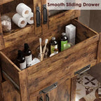 Armoire de salle de bain haute de 67 po, meuble de rangement de salle de bain à deux portes avec tiroir, étagères réglables, pour salle de bain, salon, cuisine