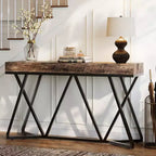 Lantine 55 Console Tables pour Entrée, Table Canapé Industrielle en Bois, Meuble d'Entrée avec Base Métallique Géométrique pour Salon, Couloir