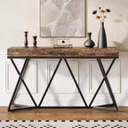 Lantine 55 Console Tables pour Entrée, Table Canapé Industrielle en Bois, Meuble d'Entrée avec Base Métallique Géométrique pour Salon, Couloir