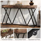 Lantine 55 Console Tables pour Entrée, Table Canapé Industrielle en Bois, Meuble d'Entrée avec Base Métallique Géométrique pour Salon, Couloir