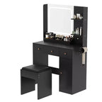 Coiffeuse avec miroir Coiffeuse avec support pour sèche-cheveux Tiroirs de rangement et étagères avec tabouret rembourré pour chambre à coucher
