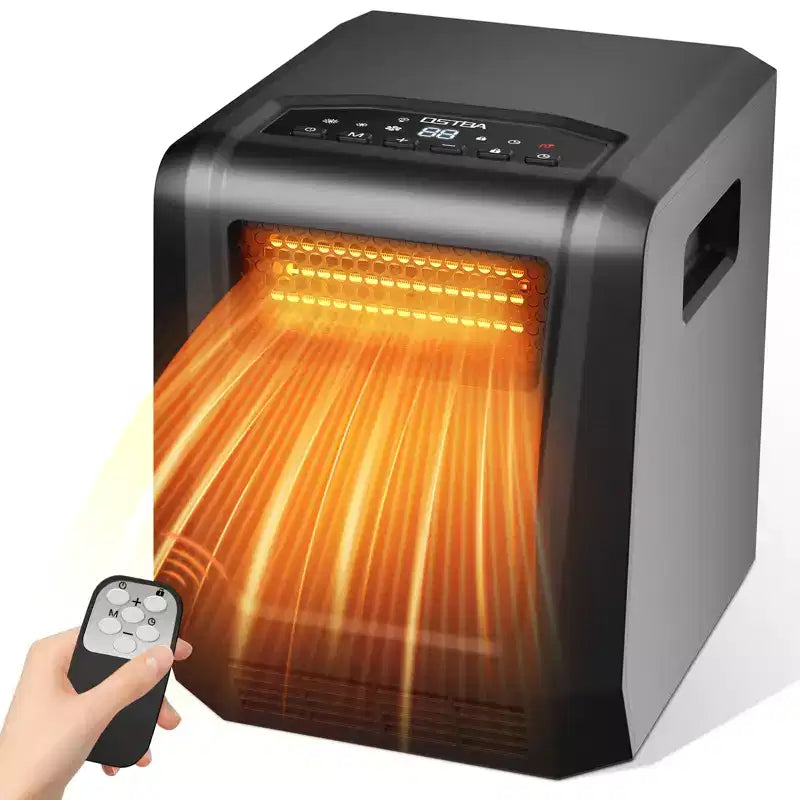 OSTBA 1500W Infrared Space Heater with 6 Elements, Thermostat (4195F), ECO Mode, Remote, Timer, Child Lock & Safety Features
