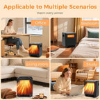 Chauffage d'appoint infrarouge OSTBA 1500W avec 6 éléments, thermostat (41-95°F), mode ECO, télécommande, minuterie, sécurité enfant et dispositifs de sécurité