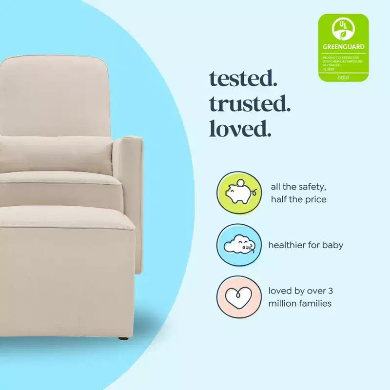 Fauteuil-planeur et pouf d'allaitement Olive de daVinci - Fini crème avec passepoil crème