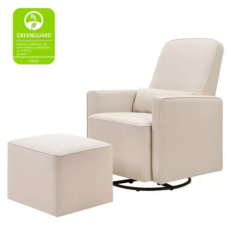 Fauteuil-planeur et pouf d'allaitement Olive de daVinci - Fini crème avec passepoil crème