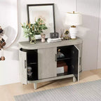 Meuble de rangement d'appoint moderne, buffet incurvé à 4 portes, étagères réglables, meuble de bar à café pour salon, couloir