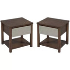 Cadre de lit Queen/King avec 2 tables de chevet, lit plateforme en bois avec tête de lit et tables de chevet assorties - ModernLuxe