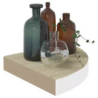 Ensemble de 2 étagères d'angle murales Chêne et blanc Nid d'abeille MDF, métal