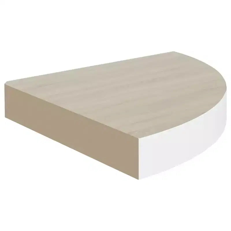 Ensemble de 2 étagères d'angle murales Chêne et blanc Nid d'abeille MDF, métal