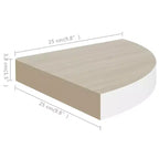 Ensemble de 2 étagères d'angle murales Chêne et blanc Nid d'abeille MDF, métal
