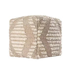 HomeRoots Pouf ottoman HomeRoots 18 cubique géométrique en coton, jute et laine ivoire et naturel