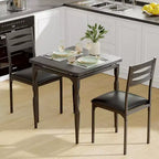 Ensemble de salle à manger industriel 3 pièces pour 2 avec chaises rembourrées Table de cuisine avec pieds en spirale (Noir)
