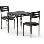 Ensemble de salle à manger industriel 3 pièces pour 2 avec chaises rembourrées Table de cuisine avec pieds en spirale (Noir)