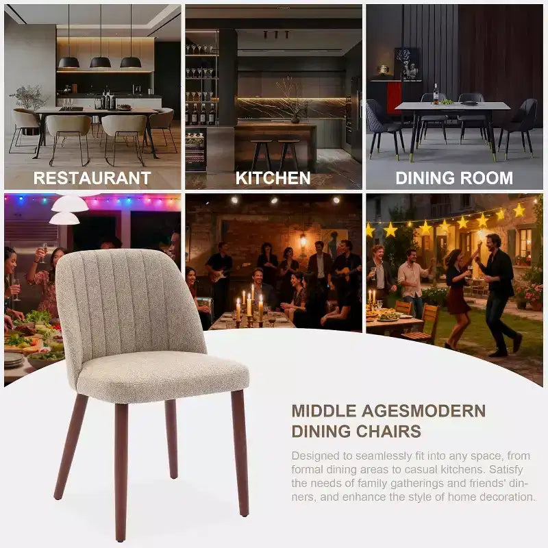 Chaises de salle à manger en bois, Chaise de salle à manger moderne en tissu, Rembourrée, pour Cuisine, Salle à manger, Restaurant