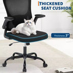 Chaise de bureau ergonomique, Chaise de bureau pivotante à roulettes, Appui-tête et support lombaire réglables, Chaise à roulettes en maille, Accoudoirs relevables