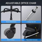Chaise de bureau ergonomique, Chaise de bureau pivotante à roulettes, Appui-tête et support lombaire réglables, Chaise à roulettes en maille, Accoudoirs relevables