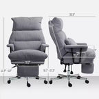 Fauteuil de bureau de direction avec soutien lombaire, repose-pieds, dossier haut inclinable, rembourré