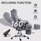 Fauteuil de bureau de direction avec soutien lombaire, repose-pieds, dossier haut inclinable, rembourré