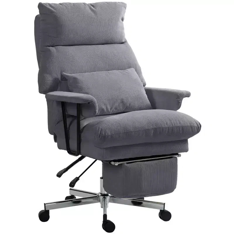 Fauteuil de bureau de direction avec soutien lombaire, repose-pieds, dossier haut inclinable, rembourré