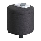Pouf de rangement d'appoint rond HomeStock Comfort avec couvercle-plateau réversible