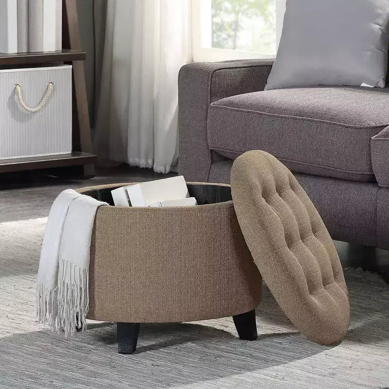 Pouf de rangement rond Comfort HomeStock