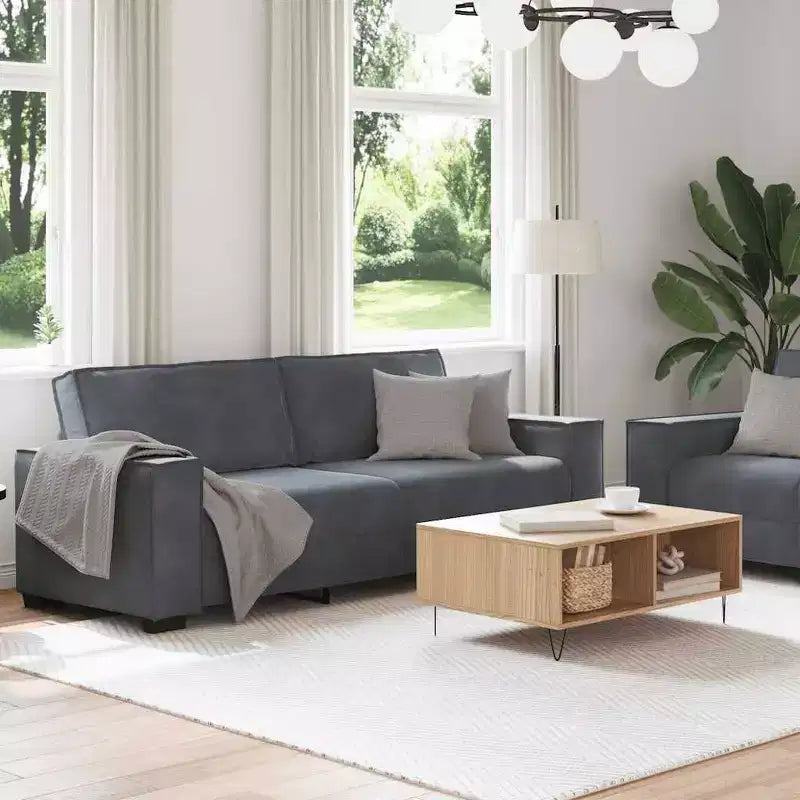 vidaXL Ensemble de 2 Canapés avec Coussins Velours Noir