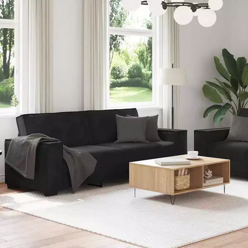 vidaXL Ensemble de 2 Canapés avec Coussins Velours Noir