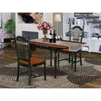 Ensemble de salle à manger 3 pièces HomeStock avec plateau en bois massif noir et merisier et table à rabats