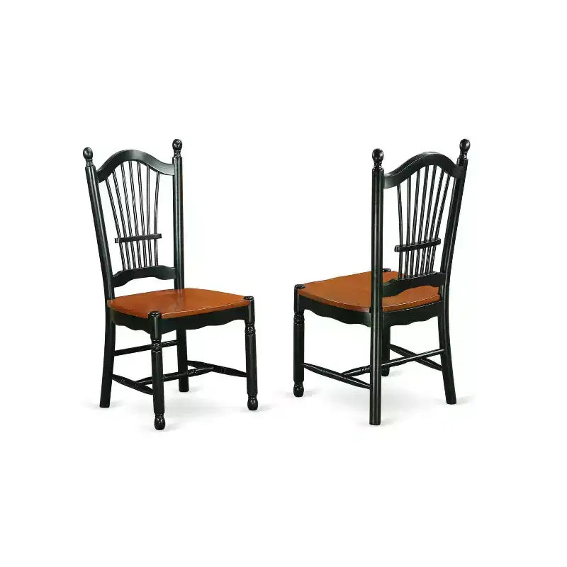 Ensemble de salle à manger 3 pièces HomeStock avec plateau en bois massif noir et merisier et table à rabats