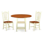 HomeStock 3-Piece Buttermilk and Cherry Finish Round Solid Wood Top Dining Table Set
