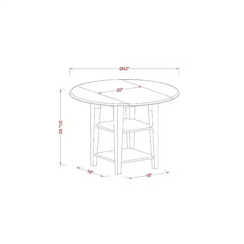 Ensemble de salle à manger 3 pièces HomeStock avec table ronde à plateau en bois massif finition cerisier et couleur crème