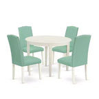 Round Kitchen Table Set 5 Piece - 42 Inch Table & 4 Parsons Chairs - Rustic Dining Room Set