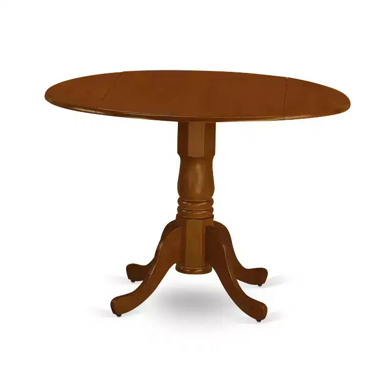 Coastal Dining Table Set - 5 Piece Kitchen Dinette Set - Round Table with Chairs - Saddle Brown Finish