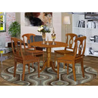 Ensemble de salle à manger côtier - Ensemble de salle à manger 5 pièces - Table ronde avec chaises - Fini brun selle