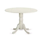 Table à manger HomeStock ronde 5 pièces en pin massif laqué blanc cassé et cerisier avec 4 chaises Parsons