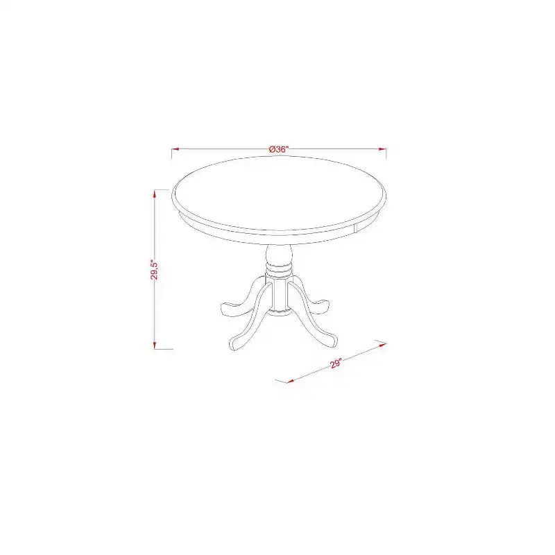 Table à manger HomeStock 5 pièces en bois massif à plateau rond, finition brossée noire, avec 4 chaises