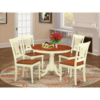 Ensemble table à manger 5 pièces HomeStock en bois massif finition cerisier et crème avec 4 chaises