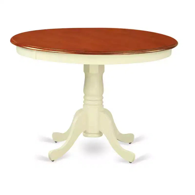 Ensemble table à manger 5 pièces HomeStock en bois massif finition cerisier et crème avec 4 chaises